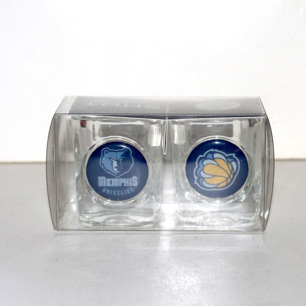 Memphis Grizzlies 2 Shot Glass set NBA basketball NEW TN square